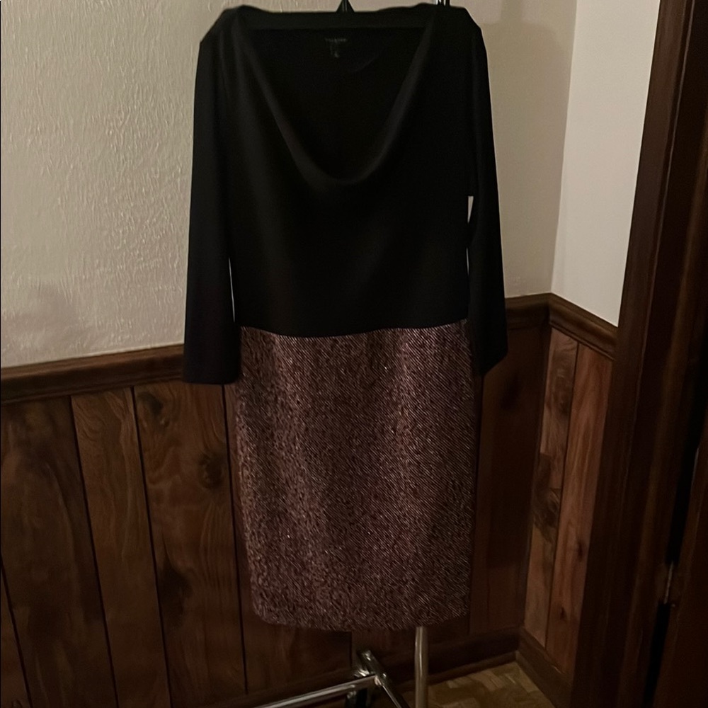Black and Pink Cowl Neck Dress